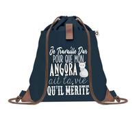 Sac de Plage Bleu avec Anse Corde Angora Travailler Dur pour mon Chat - Toile de Coton - Grand Sac de Transport, Sport, Courses & Travail - Idée Cadeau Original Collègue, Anniversaire