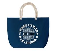 Sac de Plage Bleu avec Anse Corde Arthur Homme Mythe Légende - étoile - Toile de Coton - Sac de Transport, Sport, Courses & Travail - Idée Cadeau Original Collègue, Anniversaire Retraite