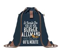 Sac de Plage Bleu avec Anse Corde Berger Allemand Travailler Dur pour mon Chien - Toile de Coton - Grand Sac de Transport, Sport, Courses & Travail - Idée Cadeau Original Collègue, Anniversaire