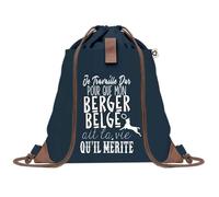 Sac de Plage Bleu avec Anse Corde Berger Belge Travailler Dur pour mon Chien - Toile de Coton - Grand Sac de Transport, Sport, Courses & Travail - Idée Cadeau Original Collègue, Anniversaire