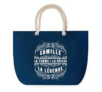 Sac de Plage Bleu avec Anse Corde Camille Déesse Légende - Toile de Coton - Grand Sac de Transport, Sport, Courses & Travail - Idée Cadeau Original Collègue, Anniversaire ou Départ Retraite