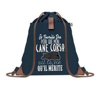 Sac de Plage Bleu avec Anse Corde Cane Corso Travailler Dur pour mon Chien - Toile de Coton - Grand Sac de Transport, Sport, Courses & Travail - Idée Cadeau Original Collègue, Anniversaire