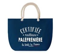 Sac de Plage Bleu avec Anse Corde Certifiée meilleure Palefrenière - Toile de Coton - Grand Sac de Transport, Sport, Courses & Travail - Idée Cadeau Original Collègue, Anniversaire ou Départ Retraite