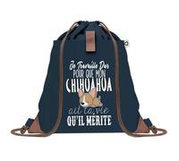 Sac de Plage Bleu avec Anse Corde Chihuahua Travailler Dur pour mon Chien - Toile de Coton - Grand Sac de Transport, Sport, Courses & Travail - Idée Cadeau Original Collègue, Anniversaire