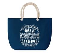 Sac de Plage Bleu avec Anse Corde Gaëlle Déesse Légende - Toile de Coton - Grand Sac de Transport, Sport, Courses & Travail - Idée Cadeau Original Collègue, Anniversaire ou Départ Retraite