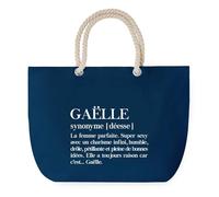 Sac de Plage Bleu avec Anse Corde Gaëlle Définition - Toile de Coton - Grand Sac de Transport, Sport, Courses & Travail - Idée Cadeau Original Collègue, Anniversaire ou Départ Retraite