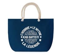 Sac de Plage Bleu avec Anse Corde Jean Baptiste Homme Mythe Légende - étoile - Toile de Coton - Sac de Transport, Sport, Courses & Travail - Idée Cadeau Original Collègue, Anniversaire Retraite