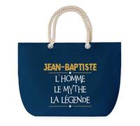 Sac de Plage Bleu avec Anse Corde Jean-Baptiste Homme Mythe Légende -jaune - Toile de Coton - Sac de Transport, Sport, Courses & Travail - Idée Cadeau Original Collègue, Anniversaire Retraite