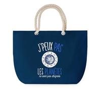 Sac de Plage Bleu avec Anse Corde J'peux Pas Astrologie - Toile de Coton - Grand Sac de Transport, Sport, Courses & Travail - Idée Cadeau Original Collègue, Anniversaire ou Départ Retraite