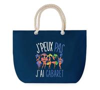 Sac de Plage Bleu avec Anse Corde J'peux Pas Cabaret - Toile de Coton - Grand Sac de Transport, Sport, Courses & Travail - Idée Cadeau Original Collègue, Anniversaire ou Départ Retraite
