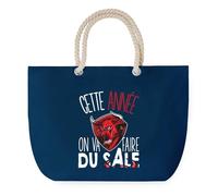 Sac de Plage Bleu avec Anse Corde J'peux Pas Féria Faire du Sale - Toile de Coton - Grand Sac de Transport, Sport, Courses & Travail - Idée Cadeau Original Collègue, Anniversaire ou Départ Retraite