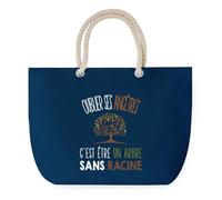 Sac de Plage Bleu avec Anse Corde J'peux Pas Généalogie - Toile de Coton - Grand Sac de Transport, Sport, Courses & Travail - Idée Cadeau Original Collègue, Anniversaire ou Départ Retraite