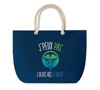 Sac de Plage Bleu avec Anse Corde J'peux Pas J'ai des Vies à Sauver - Toile de Coton - Grand Sac de Sport, Courses & Travail - Idée Cadeau Original Collègue, Anniversaire ou Départ Retraite