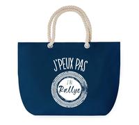 Sac de Plage Bleu avec Anse Corde J'peux Pas Rallye - Toile de Coton - Grand Sac de Transport, Sport, Courses & Travail - Idée Cadeau Original Collègue, Anniversaire ou Départ Retraite