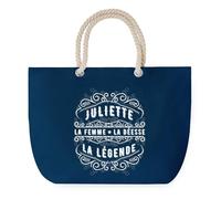 Sac de Plage Bleu avec Anse Corde Juliette Déesse Légende - Toile de Coton - Grand Sac de Transport, Sport, Courses & Travail - Idée Cadeau Original Collègue, Anniversaire ou Départ Retraite