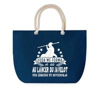 Sac de Plage Bleu avec Anse Corde Lancer du Javelot Légende Humour Geek - Toile de Coton - Grand Sac de Transport, Sport, Courses & Travail - Idée Cadeau Original Collègue, Anniversaire