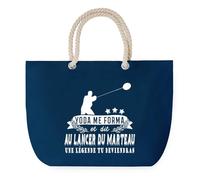 Sac de Plage Bleu avec Anse Corde Lancer du Marteau Légende Humour Geek - Toile de Coton - Grand Sac de Transport, Sport, Courses & Travail - Idée Cadeau Original Collègue, Anniversaire