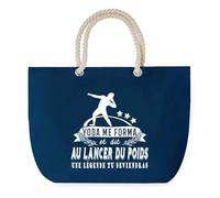 Sac de Plage Bleu avec Anse Corde Lancer du Poids Légende Humour Geek - Toile de Coton - Grand Sac de Transport, Sport, Courses & Travail - Idée Cadeau Original Collègue, Anniversaire