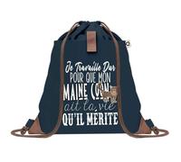 Sac de Plage Bleu avec Anse Corde Maine Coon Travailler Dur pour mon Chat - Toile de Coton - Grand Sac de Transport, Sport, Courses & Travail - Idée Cadeau Original Collègue, Anniversaire