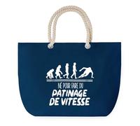 Sac de Plage Bleu avec Anse Corde Né pour Patinage de Vitesse - Toile de Coton - Grand Sac de Transport, Sport, Courses & Travail - Idée Cadeau Original Collègue, Anniversaire ou Départ Retraite