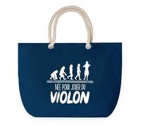Sac de Plage Bleu avec Anse Corde Née pour Violon - Toile de Coton - Grand Sac de Transport, Sport, Courses & Travail - Idée Cadeau Original Collègue, Anniversaire ou Départ Retraite