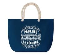 Sac de Plage Bleu avec Anse Corde Pauline Déesse Légende - Toile de Coton - Grand Sac de Transport, Sport, Courses & Travail - Idée Cadeau Original Collègue, Anniversaire ou Départ Retraite