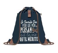 Sac de Plage Bleu avec Anse Corde Persan Travailler Dur pour mon Chat - Toile de Coton - Grand Sac de Transport, Sport, Courses & Travail - Idée Cadeau Original Collègue, Anniversaire