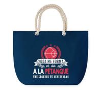 Sac de Plage Bleu avec Anse Corde Pétanque Légende Humour Geek - Toile de Coton - Grand Sac de Transport, Sport, Courses & Travail - Idée Cadeau Original Collègue, Anniversaire ou Départ Retraite