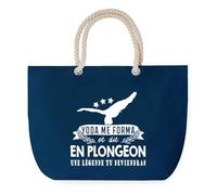 Sac de Plage Bleu avec Anse Corde Plongeon Légende Humour Geek - Toile de Coton - Grand Sac de Transport, Sport, Courses & Travail - Idée Cadeau Original Collègue, Anniversaire ou Départ Retraite