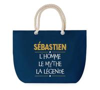 Sac de Plage Bleu avec Anse Corde Sébastien Homme Mythe Légende -jaune - Toile de Coton - Sac de Transport, Sport, Courses & Travail - Idée Cadeau Original Collègue, Anniversaire Retraite