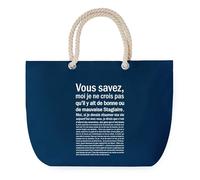 Sac de Plage Bleu avec Anse Corde Stagiaire Bonne ou de Mauvaise - Toile de Coton - Grand Sac de Transport, Sport, Courses & Travail - Idée Cadeau Original Collègue, Anniversaire ou Départ Retraite