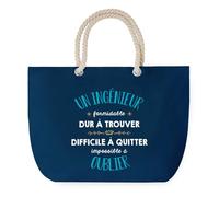 Sac de Plage Bleu avec Anse Corde Un Ingénieur Formidable - Toile de Coton - Grand Sac de Transport, Sport, Courses & Travail - Idée Cadeau Original Collègue, Anniversaire ou Départ Retraite