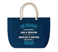 Sac de Plage Bleu avec Anse Corde Une Géologue Formidable - Toile de Coton - Grand Sac de Transport, Sport, Courses & Travail - Idée Cadeau Original Collègue, Anniversaire ou Départ Retraite
