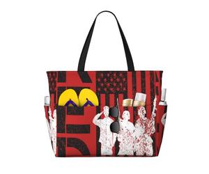 Sac de plage/cabas grand format Remember Everyone Deployed pour femmes avec fermeture éclair et poche imperméable, sac de sport pliable et léger pour les ges, les courses, la natation et le sport
