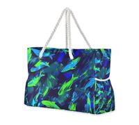 Sac de plage compact imperméable avec fermeture éclair pour le travail avec porte-gobelets sur le côté Bleu fluo et vert foncé