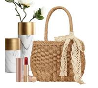 Sac de plage de paille - fourre-tout décontracté, embrayage de voyage | Sac à main de paille réutilisable, grand sac à arc tissé pour femmes vacances d'été voyage en plein air ou accessoire de plage é