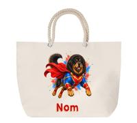 Sac de Plage Dogue du Tibet | Grand Cabas Coton à Anses en Corde 23 L | Idée Cadeau Propriétaire Chien Homme Femme Anniversaire Noël | Imprimé en Bretagne