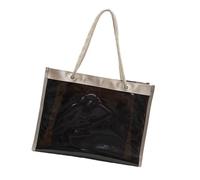 Sac de plage élégant en PVC transparent pour femme - Sac de plage léger avec intérieur spacieux et ensemble de sacs cosmétiques - Sac quotidien spacieux en PVC, Noir