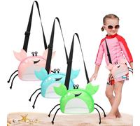 Sac de plage en maille de coquille 7x4x5.5 Sangle réglable pour le jouet sable et collection