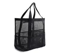 Sac de plage en maille pour jouets de famille et vacances essentiel, grand sac de plage multifonctionnel avec poche, sac à main étanche, sac de rangement en maille portable pour l'extérieur
