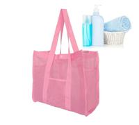 Sac de plage en maille | Sac de plage en maille, imperméable et résistant au sable avec grande poche en maille, organisateur de jouets pour femmes, famille, camping, voyages d'été, Rose, Voir