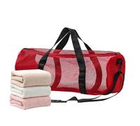 Sac de plage en maille : sac pliable léger avec sac à fermeture éclair, sacs de plage cylindriques | Sac en toile en maille pliable, grande improvisation imperméable