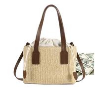 Sac de Plage en Paille | Pochette Légère Et Esthétique - Sac d'Été Vacances pour Plage Piscine | pour le Voyage le Shopping le Quotidien les Vacances la Piscine la Croisière les Déplacements