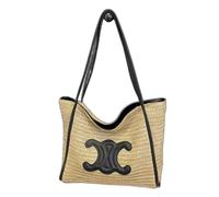 Sac de plage en paille pour femme, fourre-tout d'été en paille, sac à main rétro fait main, style bohème décontracté, tissé, pour les voyages, les vacances à la plage, le shopping en plein air