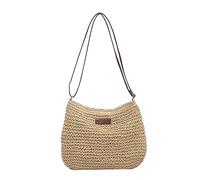 Sac de Plage en Paille pour Femmes Sacs à Main en Paille à bandoulière Unique tressée Sacs d'été bandoulière de capacité avec Fermeture glissière pour Les Voyages Vacances Sac Plag