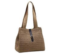 Sac de plage en paille, sac à main en paille tissé à la main avec sangle réglable, fourre-tout d'été spacieux et élégant pour les vacances, les voyages et un usage quotidien, beige, décorations de ma