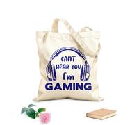 Sac de plage en polyester et coton Citations de jeux vidéo : Je n'entends pas ta voix, je joue à des jeux vidéo et à la vie de jeu. Zone de jeux tissu épais de 340g/m² Matière douce pour la peau