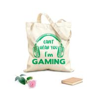Sac de plage en polyester et coton Citations de jeux vidéo : Je n'entends pas ta voix, je joue à des jeux vidéo et à la vie de jeu. Zone de jeux tissu épais de 340g/m² Matière douce pour la peau