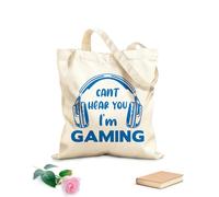 Sac de plage en polyester et coton Citations de jeux vidéo : Je n'entends pas ta voix, je joue à des jeux vidéo et à la vie de jeu. Zone de jeux tissu épais de 340g/m² Matière douce pour la peau