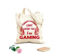 Sac de plage en polyester et coton Citations de jeux vidéo : Je n'entends pas ta voix, je joue à des jeux vidéo et à la vie de jeu. Zone de jeux tissu épais de 340g/m² Matière douce pour la peau